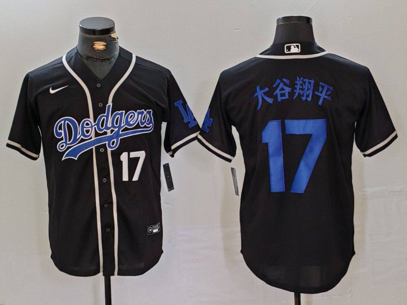 Men Los Angeles Dodgers 17 Ohtani Black Fashion Nike Game MLB Jersey style 47